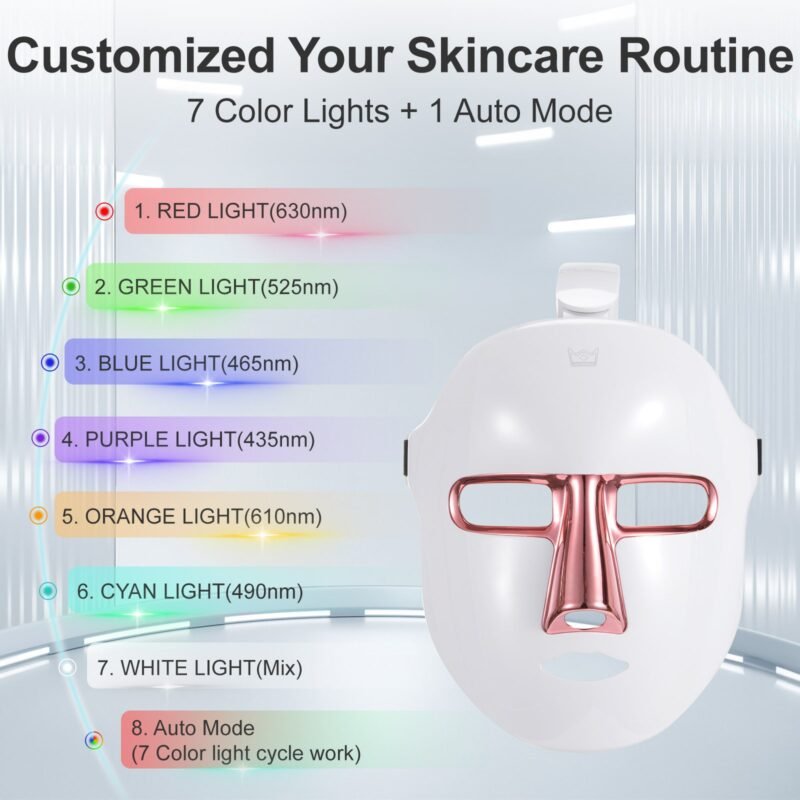 Beauty LED Mask with 7 Colors Light,Light Therapy Mask with 270PCS Beads,Face Masks Beauty for Women,LED Light Therapy Mask for All Skin Types