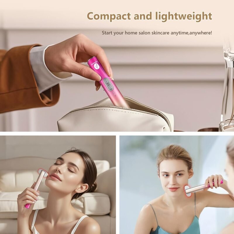 7 in 1 Light-Therapy-Wand, Red Light Therapy for Face Eye Skincare Equipment at Home,Led Beauty Wand Red for Skincare & Blue Rejuvenation,Face & Eye Massager Skincare Tool