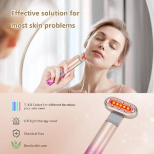 7 in 1 Light-Therapy-Wand, Red Light Therapy for Face Eye Skincare Equipment at Home,Led Beauty Wand Red for Skincare & Blue Rejuvenation,Face & Eye Massager Skincare Tool