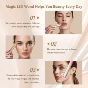 7 in 1 Light-Therapy-Wand, Red Light Therapy for Face Eye Skincare Equipment at Home,Led Beauty Wand Red for Skincare & Blue Rejuvenation,Face & Eye Massager Skincare Tool