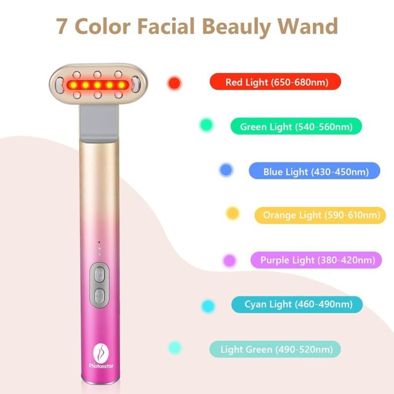 7 in 1 Light-Therapy-Wand, Red Light Therapy for Face Eye Skincare Equipment at Home,Led Beauty Wand Red for Skincare & Blue Rejuvenation,Face & Eye Massager Skincare Tool