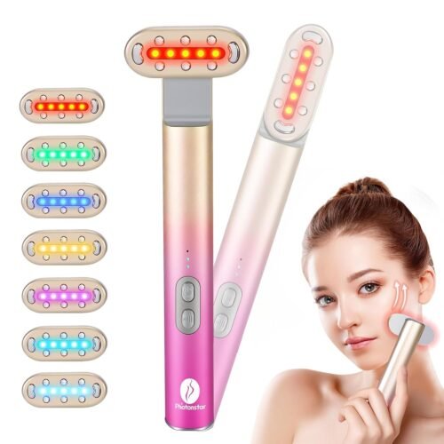 7 in 1 Light-Therapy-Wand, Red Light Therapy for Face Eye Skincare Equipment at Home,Led Beauty Wand Red for Skincare & Blue Rejuvenation,Face & Eye Massager Skincare Tool