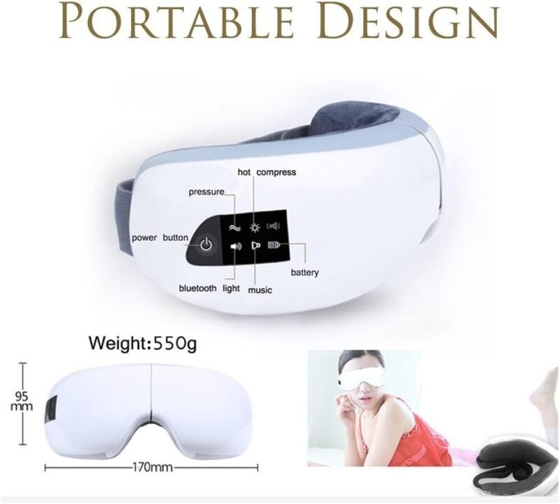 Wireless Eye Massage Air Compression Eye Massage Bluetooth Music Smart Eye Massager Machine White