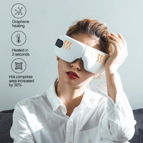 Eye Massager with Heat-Intelligent AI Voice-Bluetooth Music, 8-Mode of airbags Press Vibration Eye Masks ，for Relieve Eye Fatigue Black Eye Circles Dry Eyes Relaxing The Brain Sleep aid
