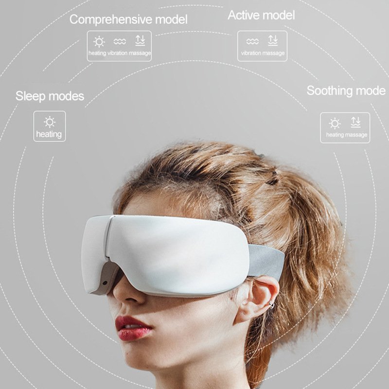 Eye Massager with Heat-Intelligent AI Voice-Bluetooth Music, 8-Mode of airbags Press Vibration Eye Masks ，for Relieve Eye Fatigue Black Eye Circles Dry Eyes Relaxing The Brain Sleep aid