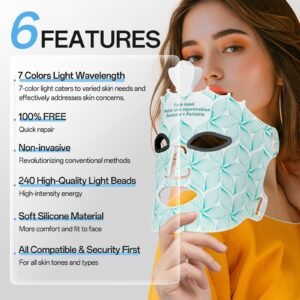 Red Light Therapy Mask for Face, 7 Colors LED Face Mask Light Therapy At Home, Led Face Mask Light Therapy, Green