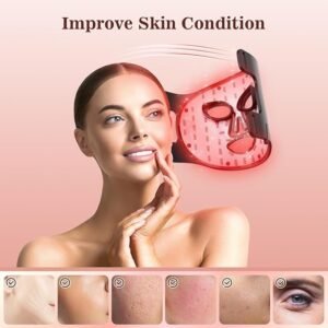 Red Light Therapy for Face, 3 Modes Portable Led Face Mask Light Therapy with Remote, Near-Infrared 850 Red Light Therapy Mask with Timing Function, Red Light Therapy at Home 180 LED Beads