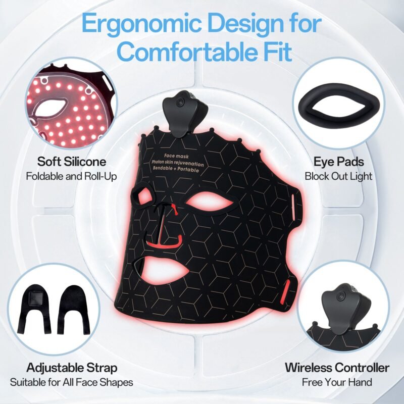 Red Light Therapy Mask for Face, Wireless 7 Colors Led Face Mask Light Therapy, Portable Face Light Therapy, Red Light Therapy Mask Skin Care, for Wrinkle Reduction Anti