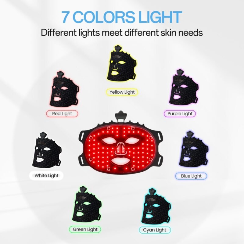 Red Light Therapy Mask for Face, Wireless 7 Colors Led Face Mask Light Therapy, Portable Face Light Therapy, Red Light Therapy Mask Skin Care, for Wrinkle Reduction Anti