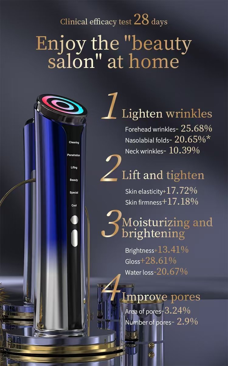 Radio Frequency Skin Tightening Machine Facial Massage Light Therapy for Wrinkles 6 in 1 Skin Tightening Rejuvenation Skin Care Device with Ice - Cooling Beauty