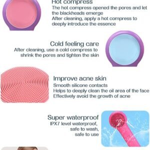 4-Color Face Brush IPX7 Waterproof Design Hot and Cold Therapy Magnetic Charging Silicone Cleansing Brush