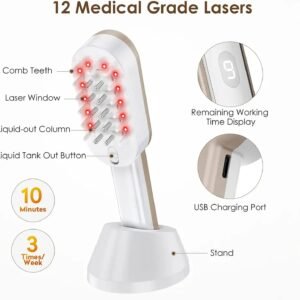 2 in 1 Hair Growth Comb, Hair Growth Treatment System Device with Independent Tank, 650Nm Infrared Wavelength, Strong Hair Roots, For Beauty Salon Home