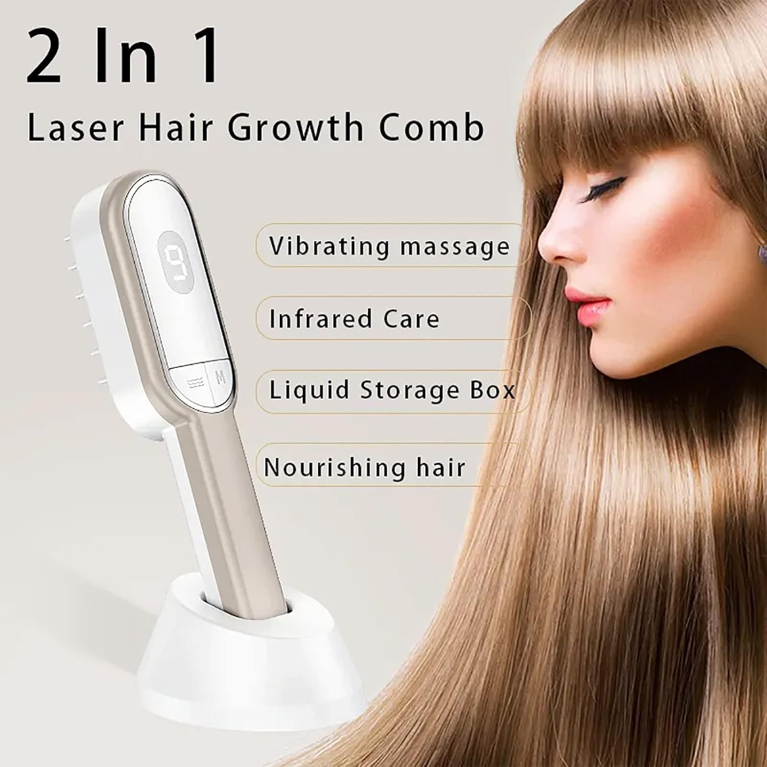2 in 1 Hair Growth Comb, Hair Growth Treatment System Device with Independent Tank, 650Nm Infrared Wavelength, Strong Hair Roots, For Beauty Salon Home