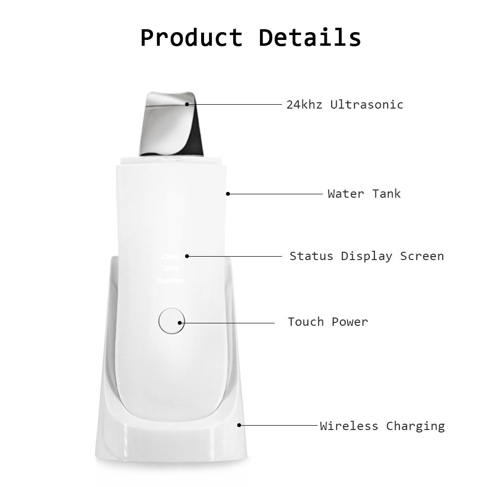 Face Scrubber, Skin Scrubber Face Spatula, Blackhead Remover Tools, Wireless Charging, Waterproof