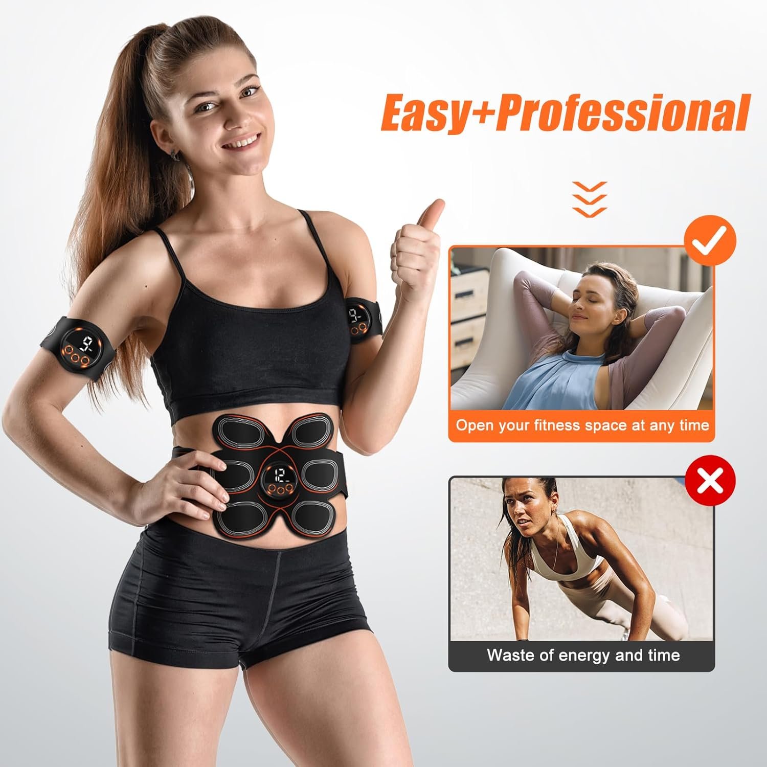 Portable Smart Wireless Abdominal Muscle Trainer Fitness Massager Training Belt