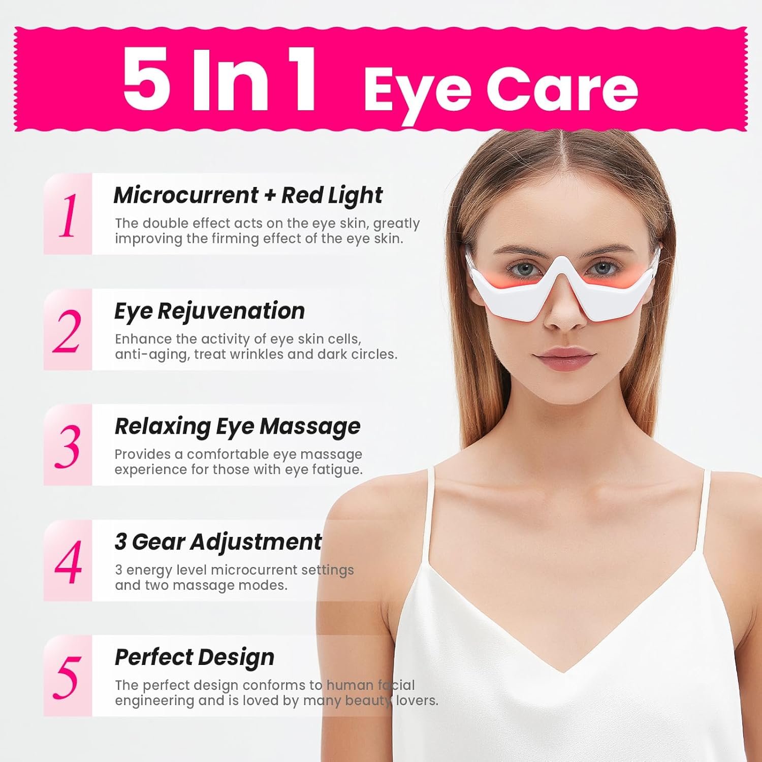 Professional Eye Wrinkle Massager with Light Emitting Diode Red Light Electric Wireless Eye Beauty Instrument