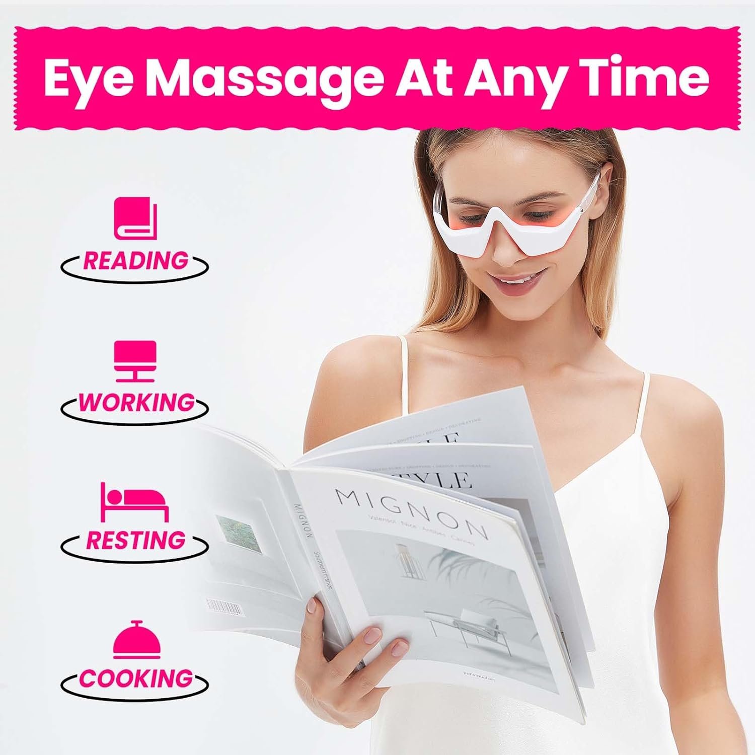 Professional Eye Wrinkle Massager with Light Emitting Diode Red Light Electric Wireless Eye Beauty Instrument