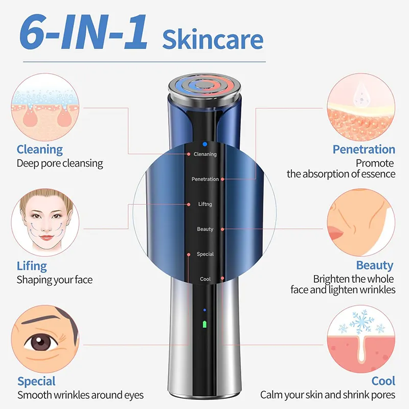 Texet Microcurrent Facial Device, Facial Massager, Home Use Skin Tightening Machine Light Therapy for Face Eye Neck Lifting 6 in 1 Skin Care Tool