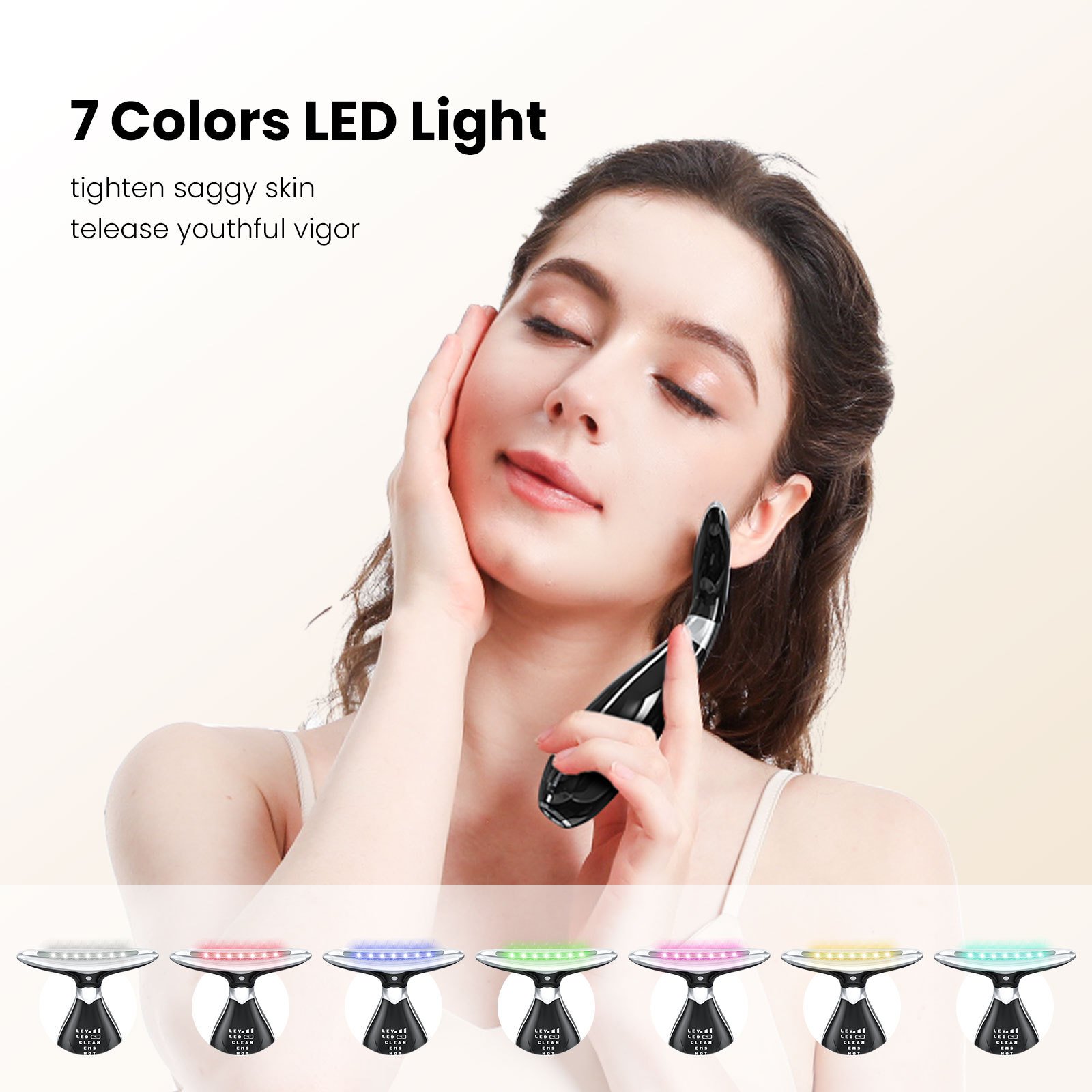 Neck Face Beauty Device, Face Neck Massager for Skin Care, Vibration Face Massager, 7 Color 3 in 1 Face Sculpting Tool Facial Massager