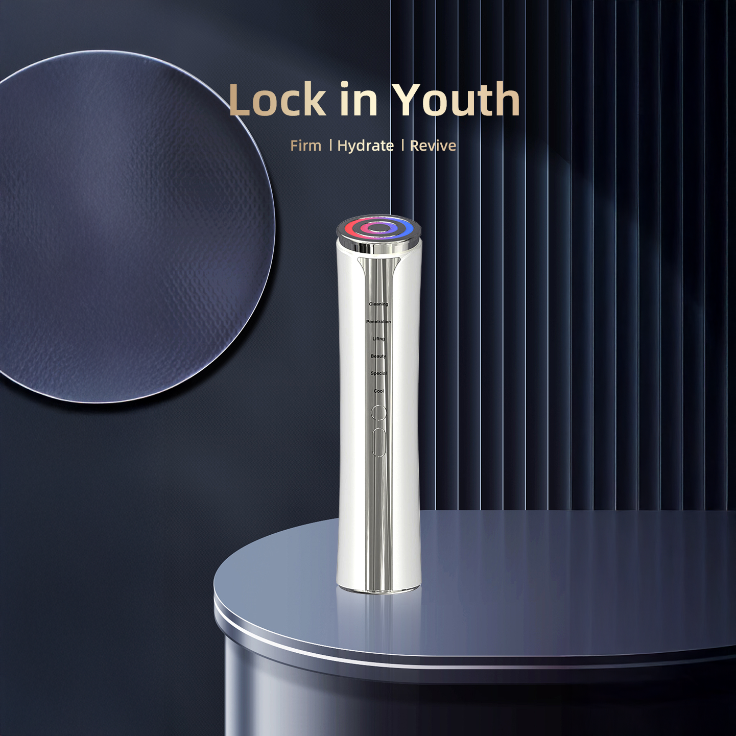 h_01 Radio Frequency Skin Tightening Machine Facial Massage Light Therapy for Wrinkles 6 in 1 Skin Tightening Rejuvenation Skin Care Device with Ice - Cooling Beauty