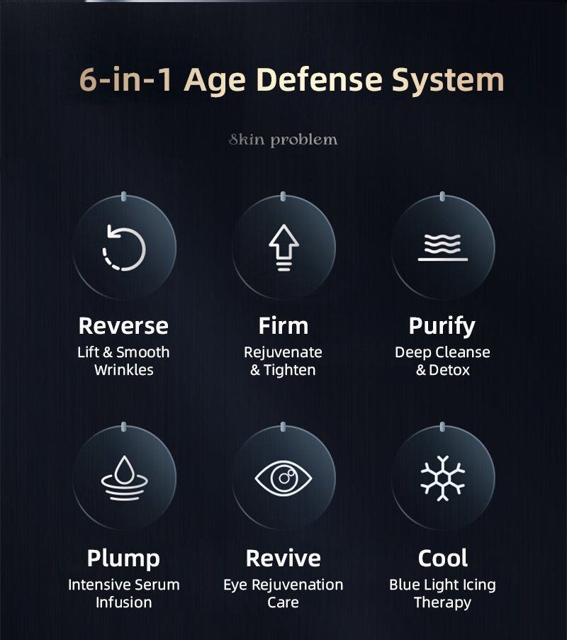 Radio Frequency Skin Tightening Machine Facial Massage Light Therapy for Wrinkles 6 in 1 Skin Tightening Rejuvenation Skin Care Device with Ice - Cooling Beauty