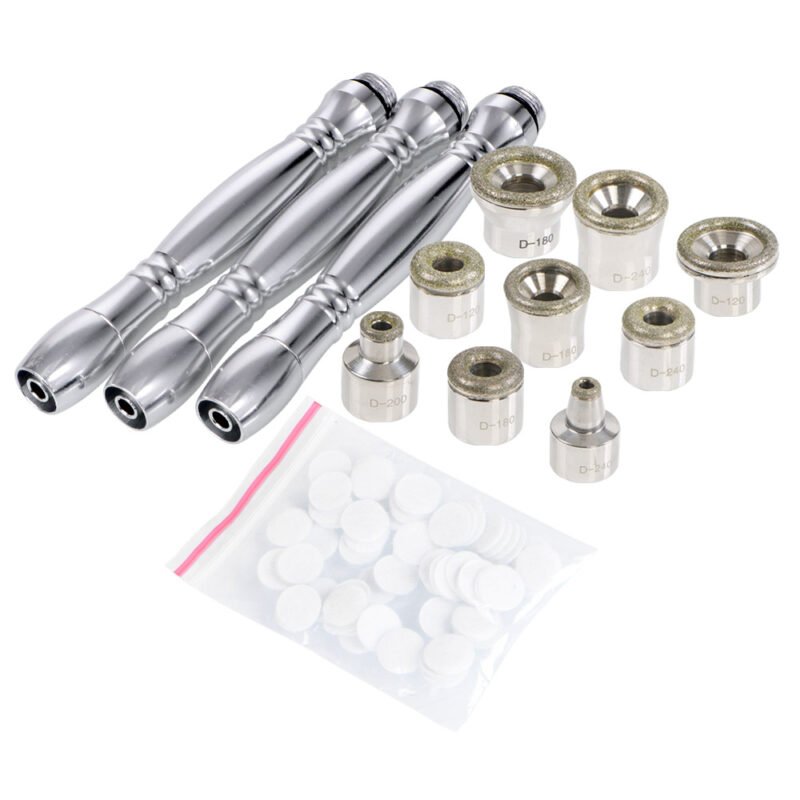 Diamond Microdermabrasion Replacement Tips Kit – 3 Handles + 10 Wands + Filters for Facial & Body Exfoliation, Blackhead Removal