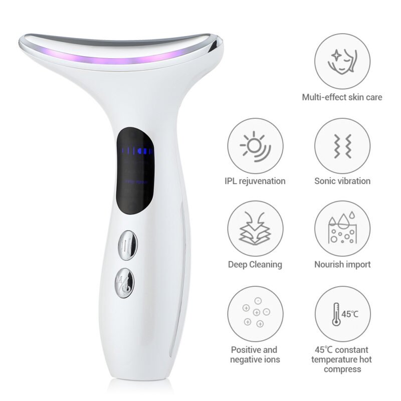 Neck & Face Beauty Device – Anti-Wrinkle Skin Tightening Massager with EMS & Thermal Therapy for Lifting, Firming and Fine Line Reduction