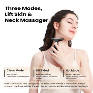3 Modes Neck Lift Massager – EMS & Thermal Therapy Neck Beauty Device for Skin Tightening, Pore Cleansing and Wrinkle Reduction