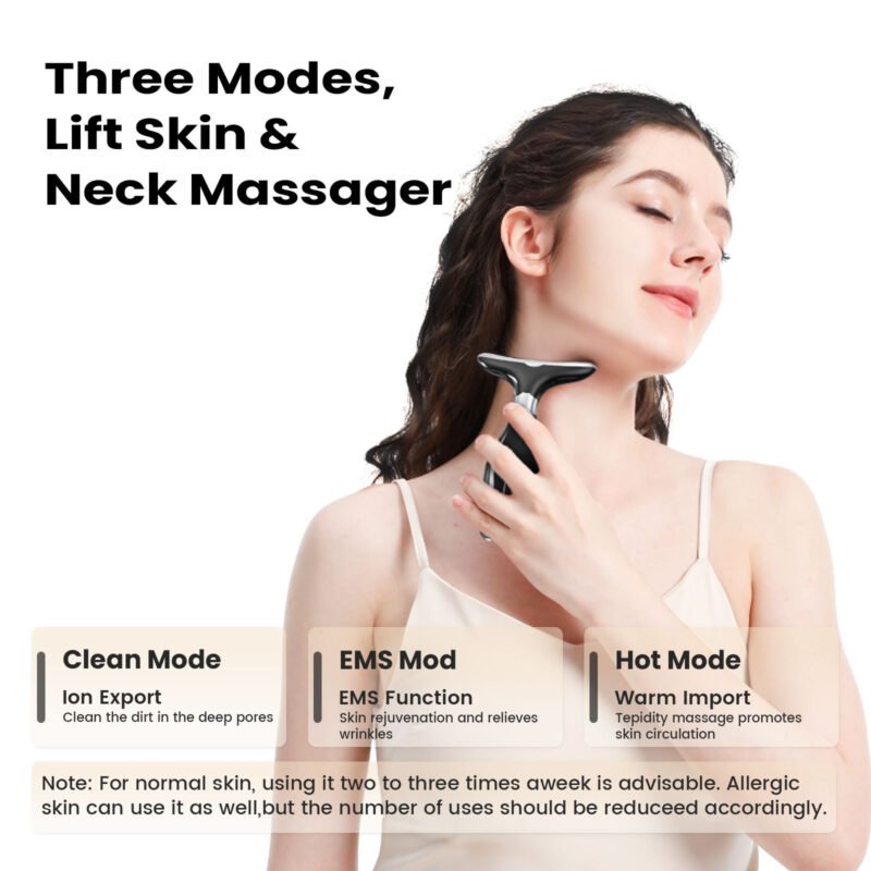 3 Modes Neck Lift Massager – EMS & Thermal Therapy Neck Beauty Device for Skin Tightening, Pore Cleansing and Wrinkle Reduction