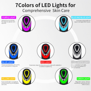 6-in-1 LED & Microcurrent Skin Rejuvenation Device – EMS Facial Massager with 7 Color Lights, High Frequency Vibration & Electroporation for Anti-Aging and Firming