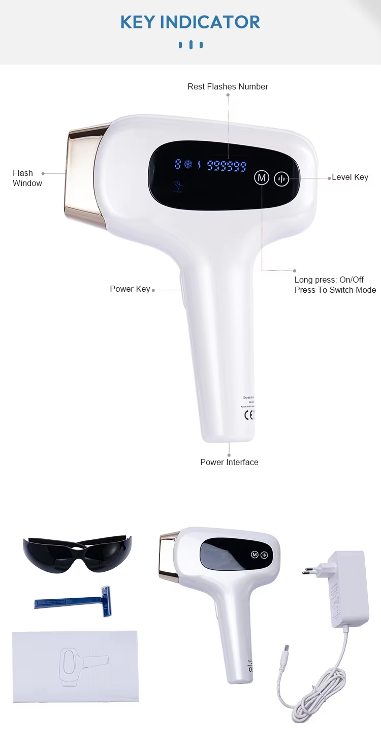 Super Ice-Cooling Fast IPL Hair Removal Device, High-Speed Auto Flash, 5 Levels, Home Permanent Hair Reduction for Women and Men