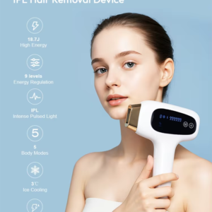 Super Ice-Cooling Fast IPL Hair Removal Device, High-Speed Auto Flash, 5 Levels, Home Permanent Hair Reduction for Women and Men