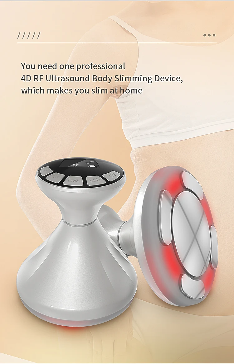 VG-122E 4D RF Ultrasound Body Sculpting Device, Red Light Body and Neck Massager for Smoother, Firmer-Looking Skin at Home