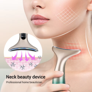 VG-E02 Neck Beauty Device with Red/Blue Light, EMS Lift and Iontophoresis, Rechargeable Neck and Jawline Firming Massager