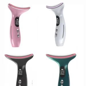 VG-E02 Neck Beauty Device with Red/Blue Light, EMS Lift and Iontophoresis, Rechargeable Neck and Jawline Firming Massager