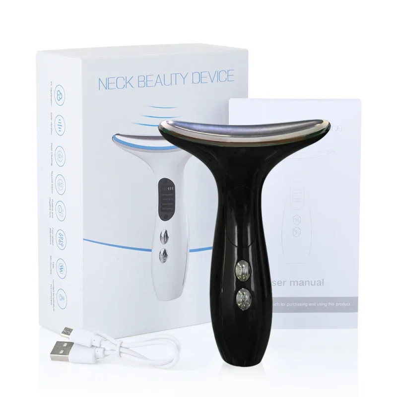 VG-E02 Neck Beauty Device with Red/Blue Light, EMS Lift and Iontophoresis, Rechargeable Neck and Jawline Firming Massager
