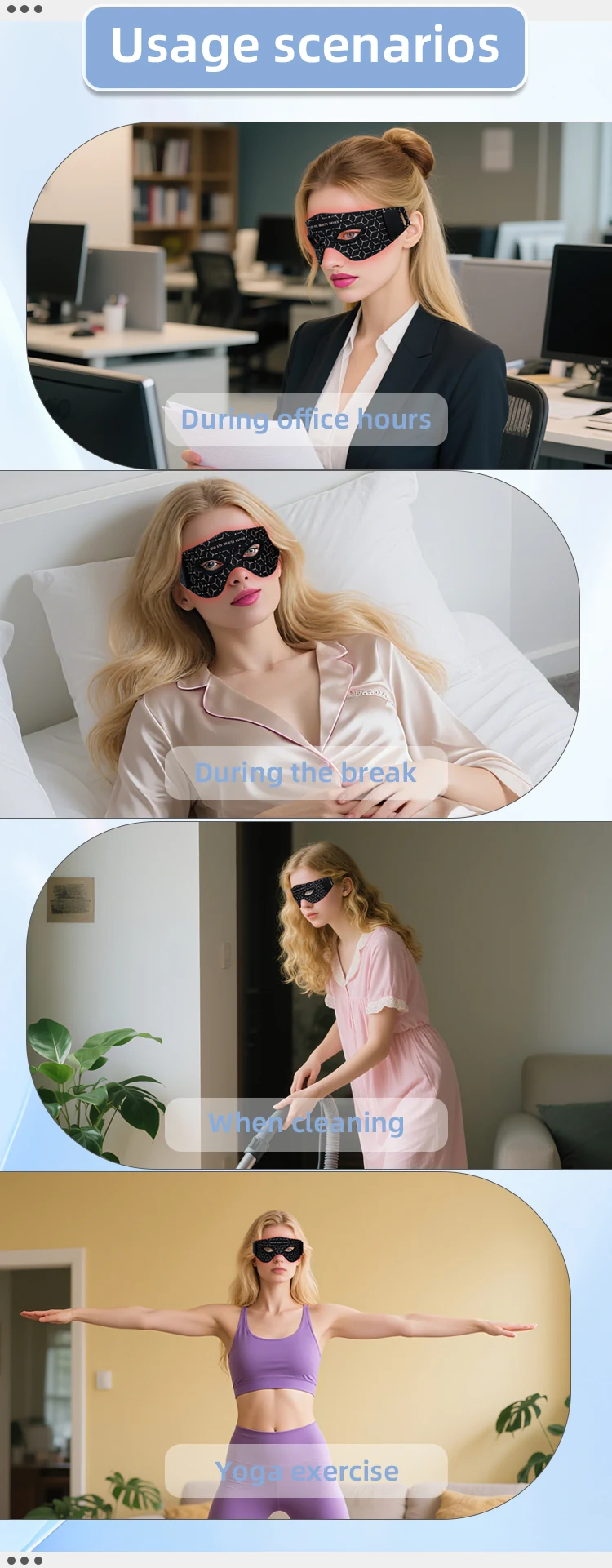 VG-ER01 Red Light Eye Care Mask, Rechargeable LED Eye Beauty Device for Under-Eye Puffiness, Fine Lines and Daily Relaxation