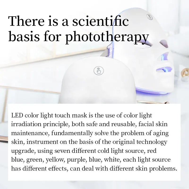 VG-O303B LED Light Therapy Face Mask, Rechargeable Full-Face Skin Care Mask for Brightening, Calming and Home Facial Routine