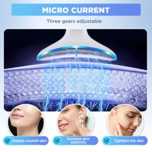 VG-OF102 Neck Beauty Device, LED Neck and Jawline Massager with Heating Care and EMS for Firm-Looking Skin