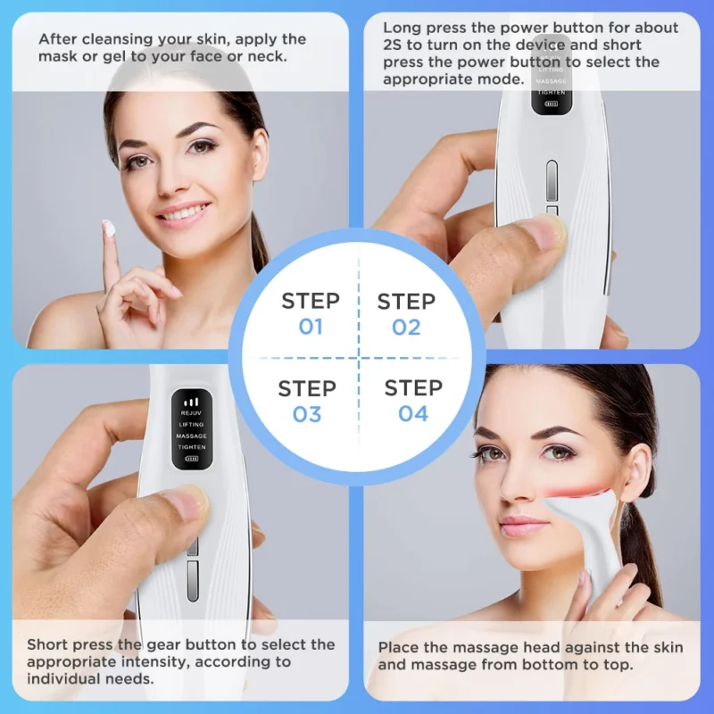 VG-OF102 Neck Beauty Device, LED Neck and Jawline Massager with Heating Care and EMS for Firm-Looking Skin