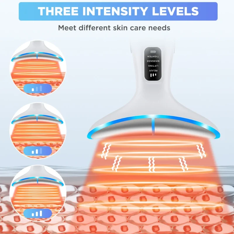 VG-OF102 Neck Beauty Device, LED Neck and Jawline Massager with Heating Care and EMS for Firm-Looking Skin