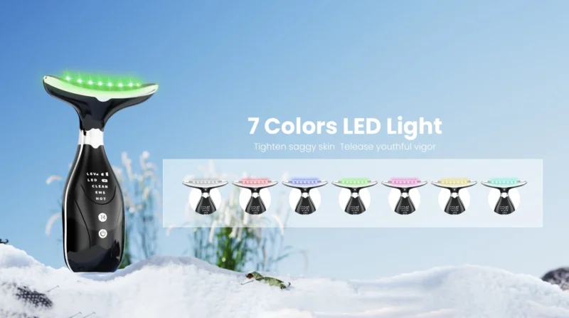 VG-OF103 Neck & Face Lifting Massager, Red Light LED + EMS Microcurrent Device for Jawline Definition and Skin Tightening Look