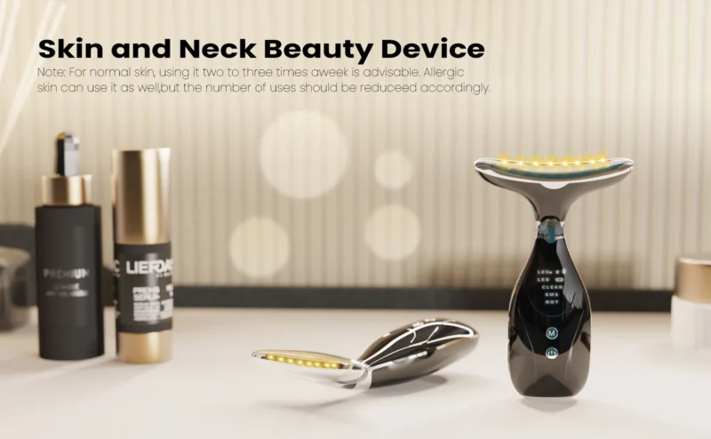 VG-OF103 Neck & Face Lifting Massager, Red Light LED + EMS Microcurrent Device for Jawline Definition and Skin Tightening Look