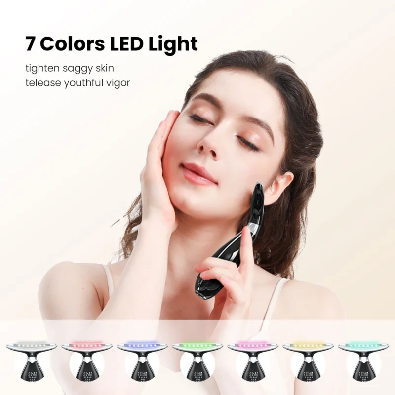 VG-OF103 Neck & Face Lifting Massager, Red Light LED + EMS Microcurrent Device for Jawline Definition and Skin Tightening Look