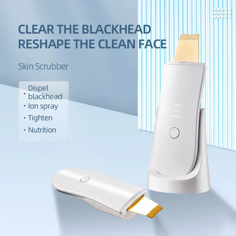 VG-OS03 Ultrasonic Skin Scrubber, Facial Deep Cleansing Spatula with Ion Mode for Blackhead, Oil and Dead Skin Care