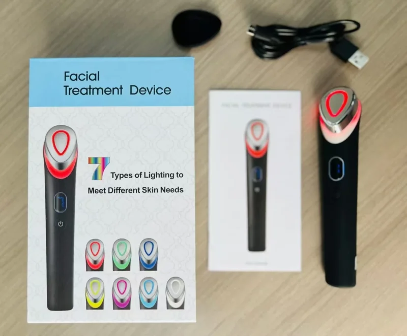 VG-RF501 7-Color LED Facial Treatment Device, Anti-Aging Skin Care Wand with Heating Massage and Home Spa Routine