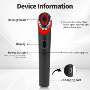 VG-RF501 7-Color LED Facial Treatment Device, Anti-Aging Skin Care Wand with Heating Massage and Home Spa Routine