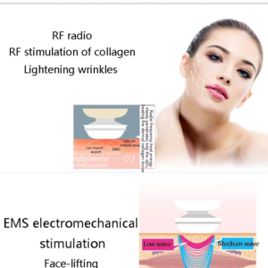 VG-RF510 RF EMS LED Facial Massager, 7-Color Light Beauty Device with 4-Pole Head and Charging Base for Firm-Looking Skin