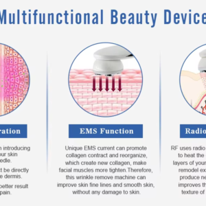 VG-RF510 RF EMS LED Facial Massager, 7-Color Light Beauty Device with 4-Pole Head and Charging Base for Firm-Looking Skin